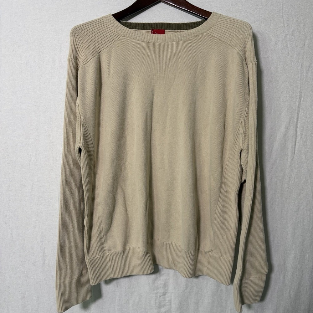Levis Beige Sweater Knit Long Sleeve Solid Pullover Casual Ribbed Neutral Men XL
